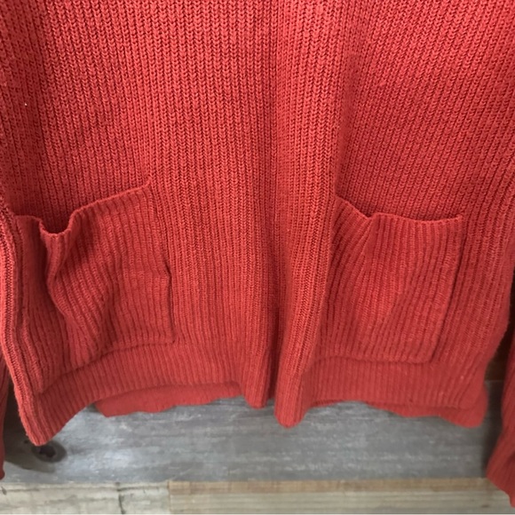MADEWELL Patch Pocket Pullover Knit Cropped Sweater Dark Orange Red Rust Size M - Picture 4 of 8
